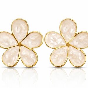18K Gold Plated Flower Stud Earrings Waterproof Hypoallergenic